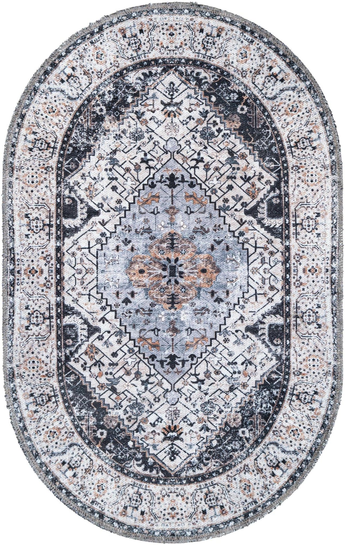 Laguna Sands Collection Area Rug -  Newport Oval Linen Charcoal  lifestyle 53