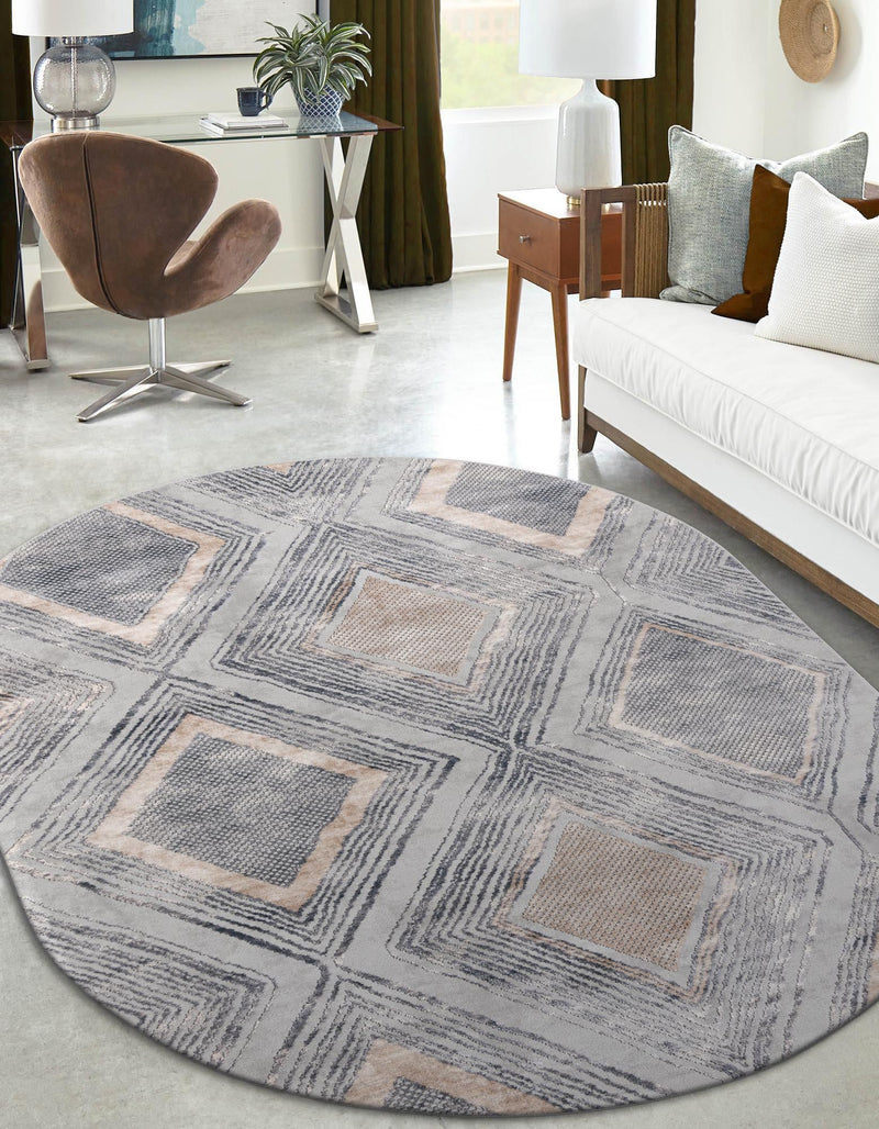 Aegean Elegance Collection Area Rug -  Rhodes Oval Gray Cream  lifestyle 39