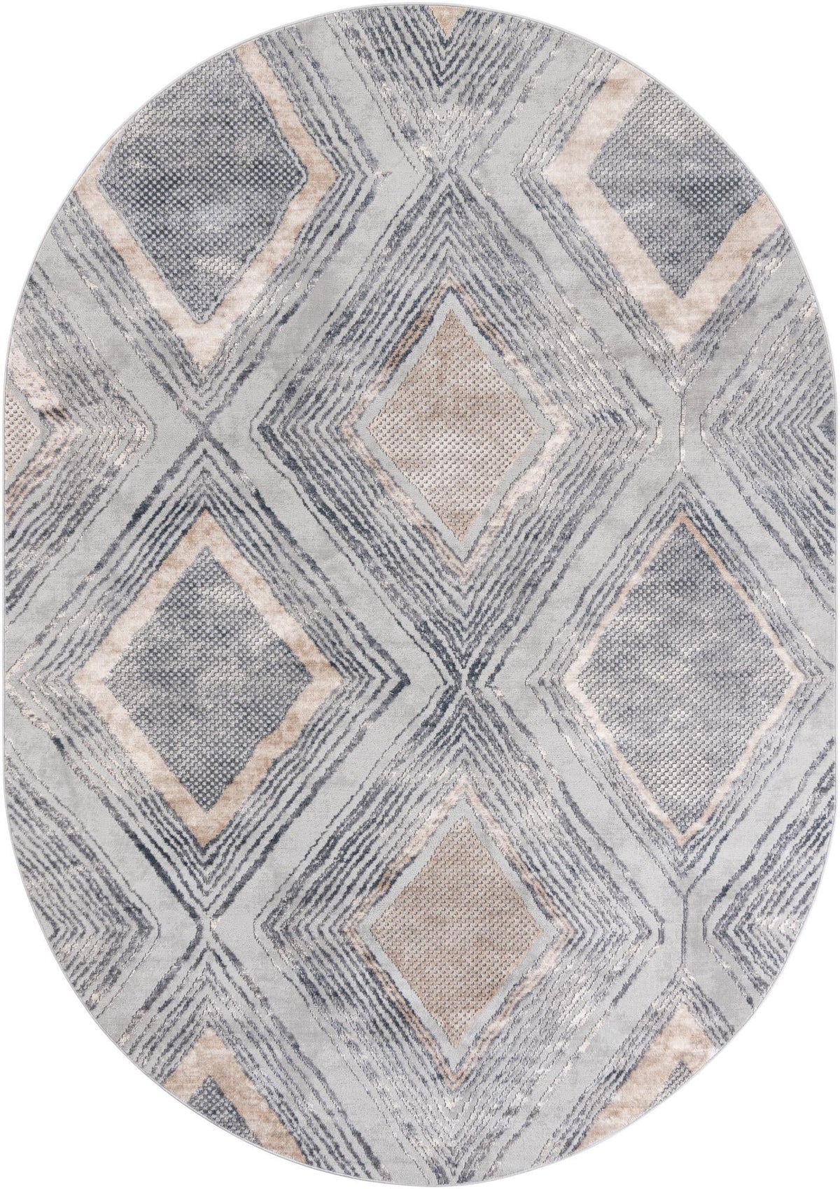 Aegean Elegance Collection Area Rug -  Rhodes Oval Gray Cream  lifestyle 33