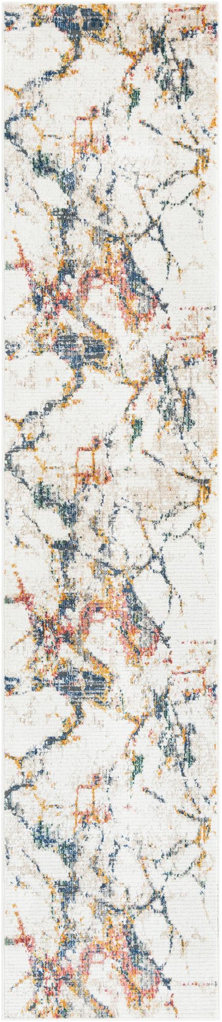 Jewel Oasis Collection Area Rug -  Opaline Runner White Navy  lifestyle 16