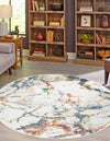 Jewel Oasis Collection Area Rug -  Opaline Round White Navy  lifestyle 19