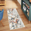 Jewel Oasis Collection Area Rug -  Opaline Runner White Navy  lifestyle 95