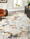 Jewel Oasis Collection Area Rug -  Opaline Octagon White Navy  lifestyle 22