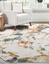 Jewel Oasis Collection Area Rug -  Opaline Octagon White Navy  lifestyle 27