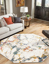 Jewel Oasis Collection Area Rug -  Opaline Octagon White Navy  lifestyle 32