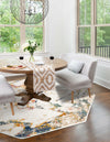 Jewel Oasis Collection Area Rug -  Opaline Octagon White Navy  lifestyle 34