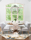 Jewel Oasis Collection Area Rug -  Opaline Octagon White Navy  lifestyle 36