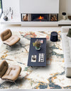 Jewel Oasis Collection Area Rug -  Opaline Square White Navy  lifestyle 29