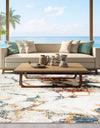 Jewel Oasis Collection Area Rug -  Opaline Square White Navy  lifestyle 37