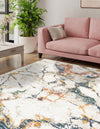 Jewel Oasis Collection Area Rug -  Opaline Square White Navy  lifestyle 41