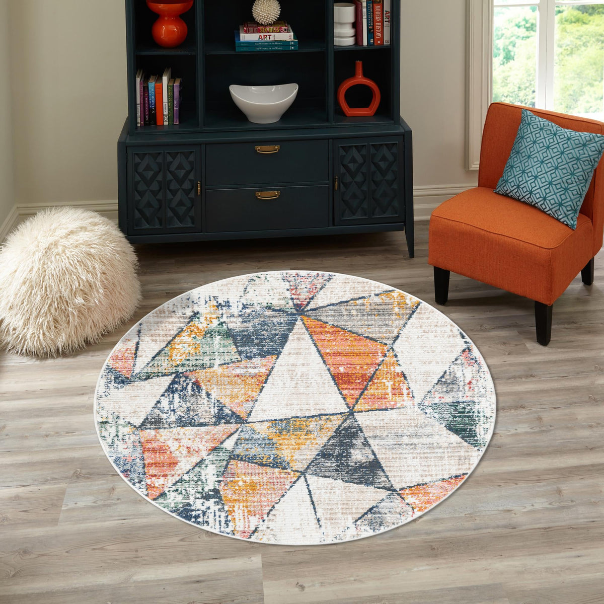 Jewel Oasis Collection Area Rug -  Topaz Round Multi  lifestyle 81