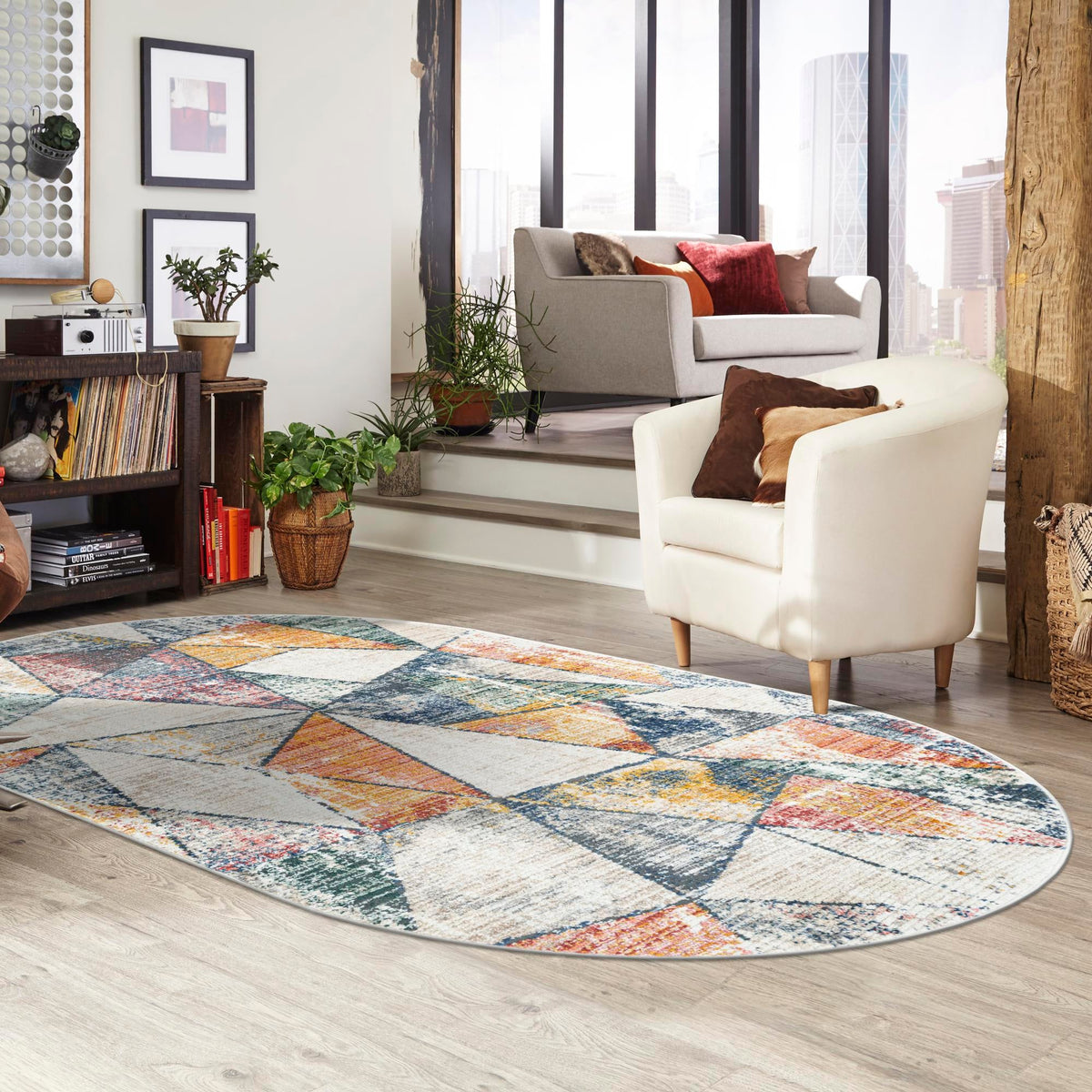 Jewel Oasis Collection Area Rug -  Topaz Oval Multi  lifestyle 90