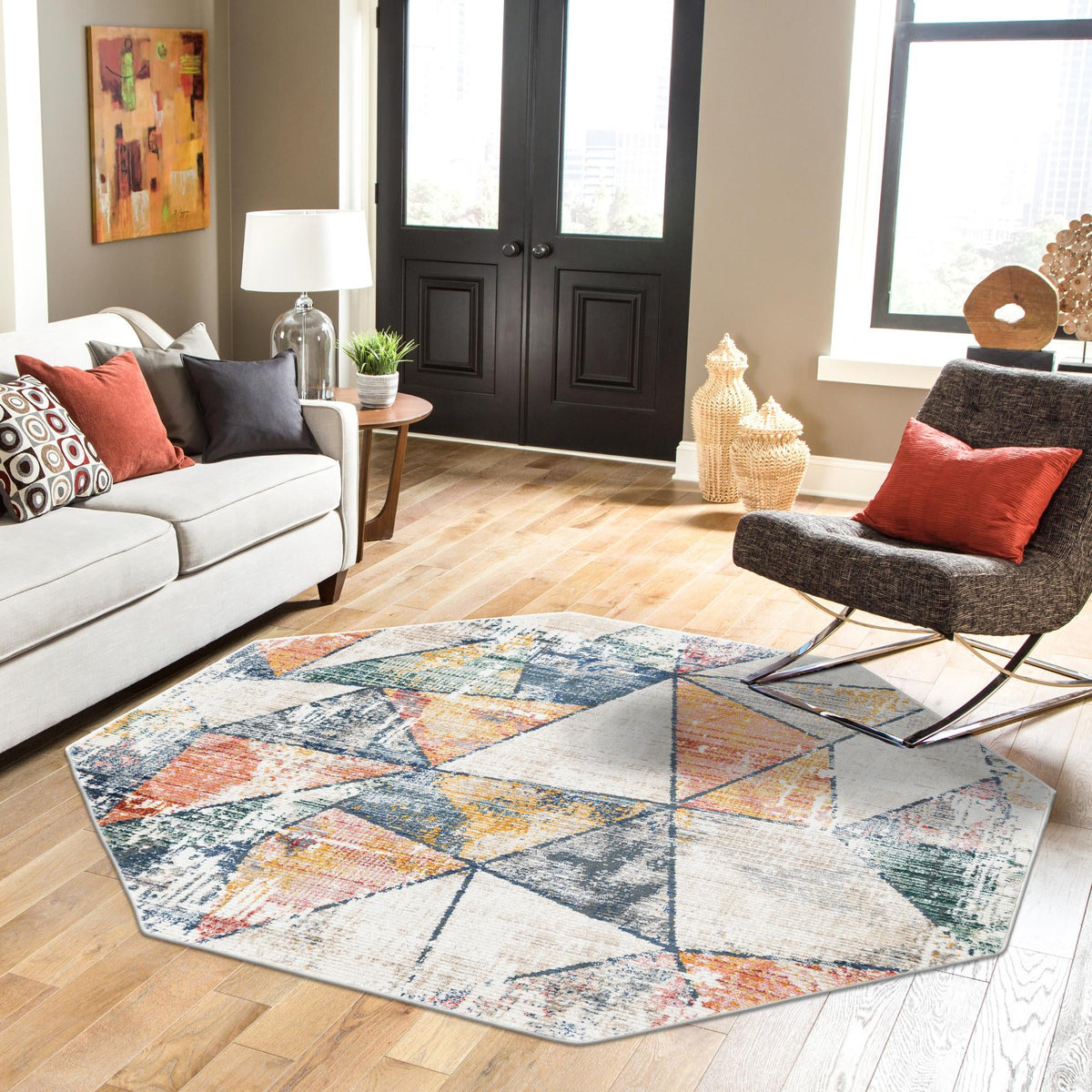 Jewel Oasis Collection Area Rug -  Topaz Octagon Multi  lifestyle 89