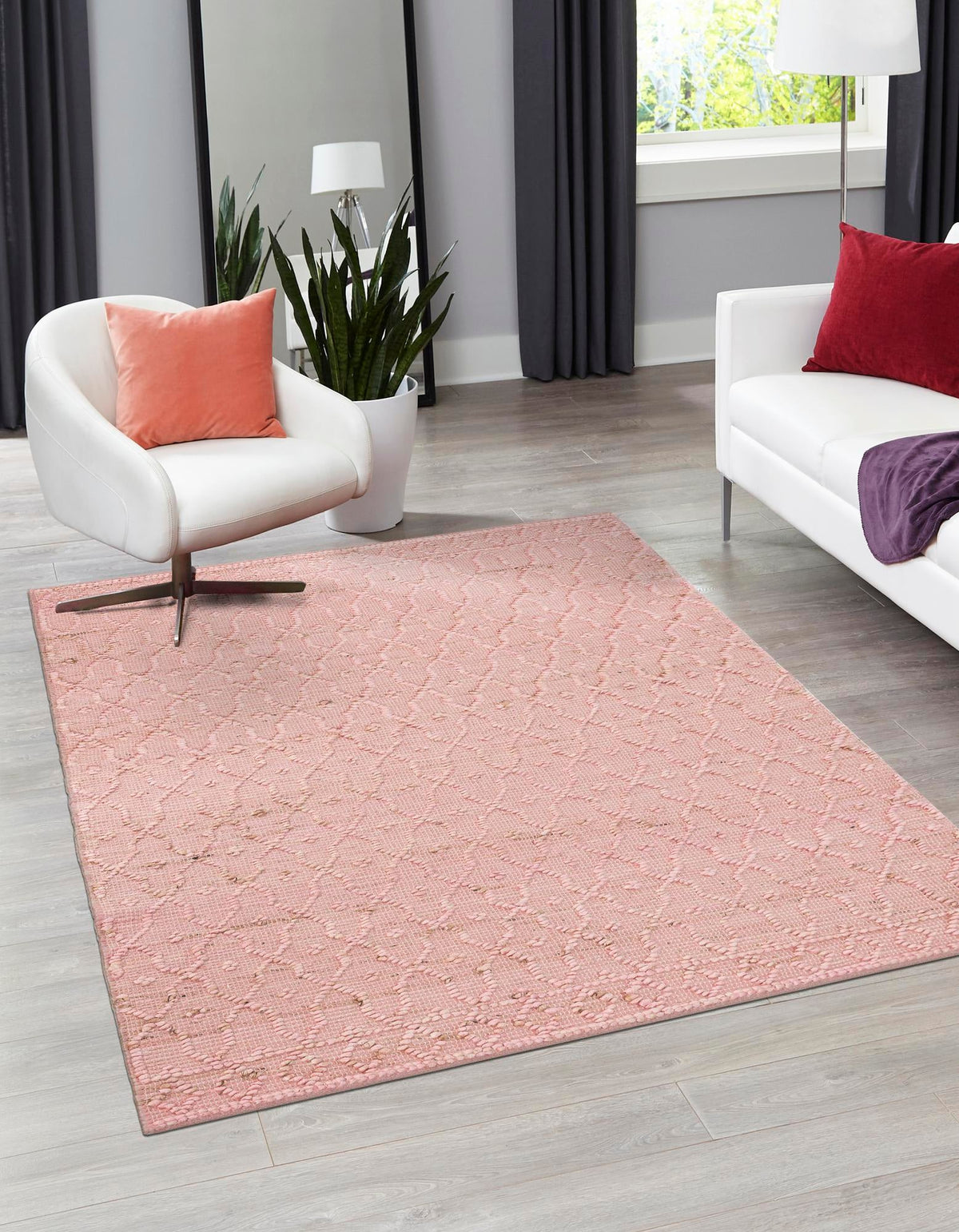 Savannah Weave Collection Area Rug - Serengeti Rectangle Pink  lifestyle 3