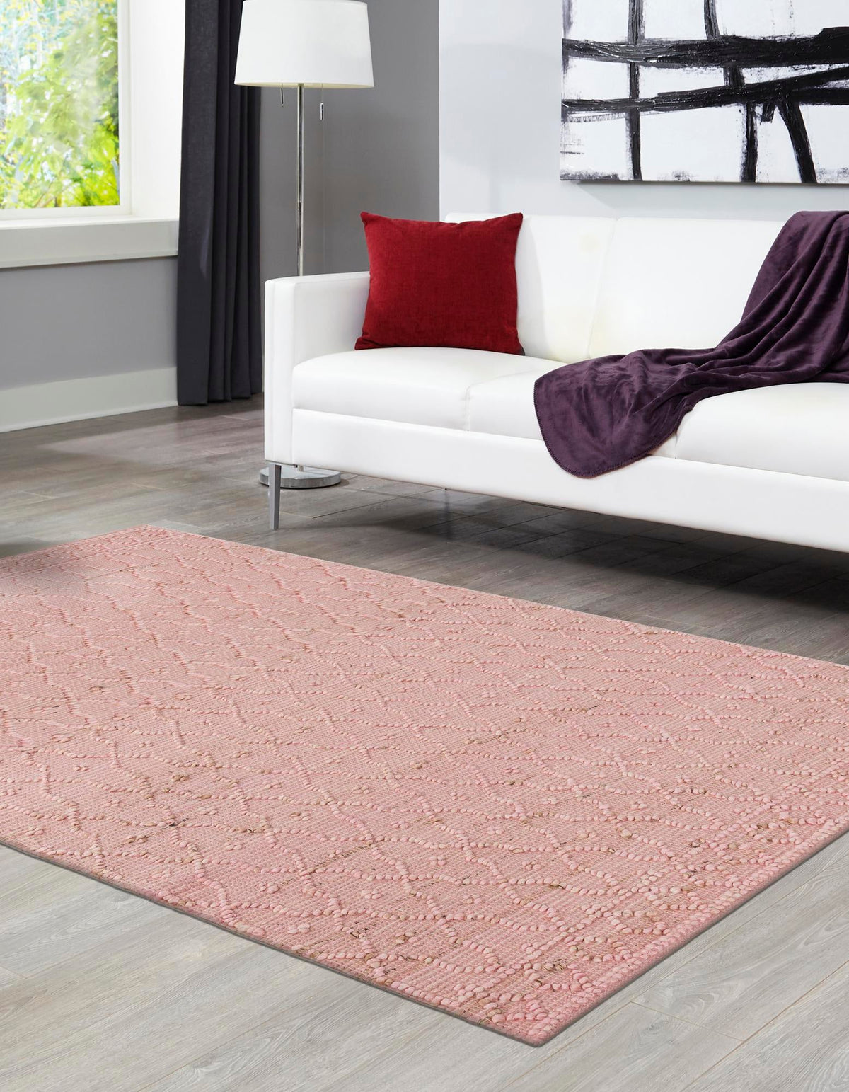 Savannah Weave Collection Area Rug - Serengeti Rectangle Pink  lifestyle 9