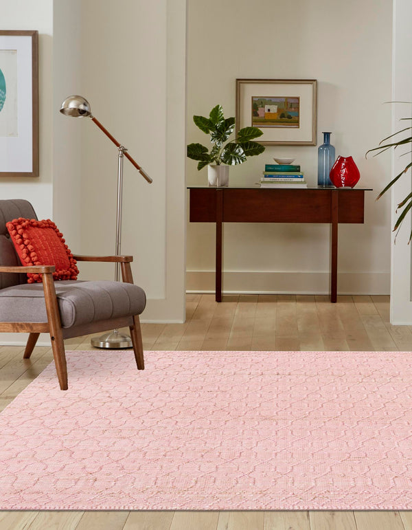 Savannah Weave Collection Area Rug - Serengeti Square Pink  lifestyle 49