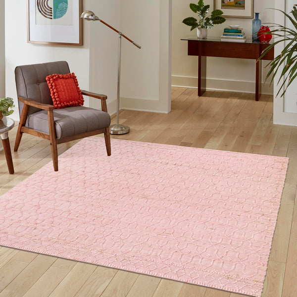 Savannah Weave Collection Area Rug - Serengeti Square Pink  lifestyle 121