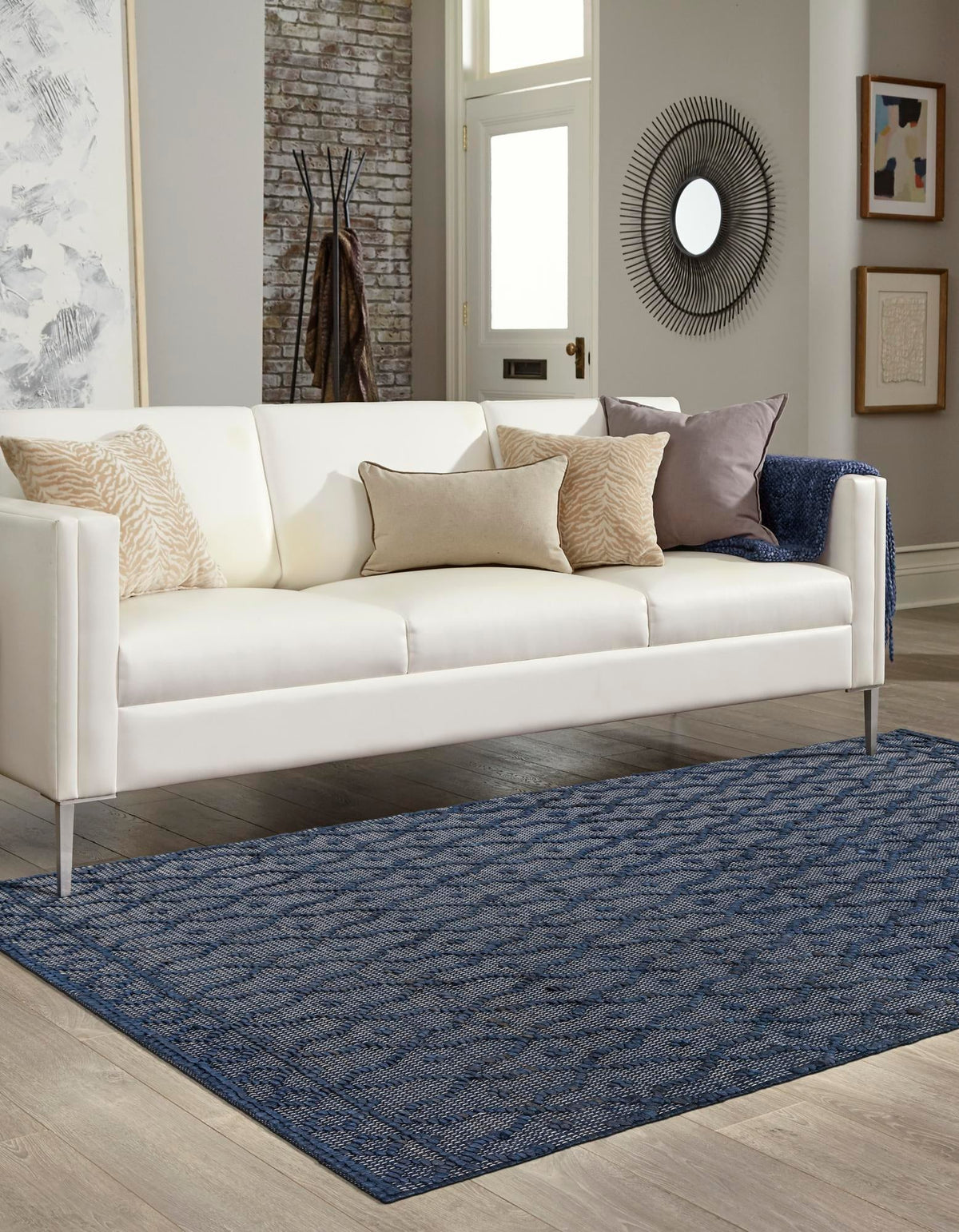 Savannah Weave Collection Area Rug - Serengeti Rectangle Navy Blue  lifestyle 12