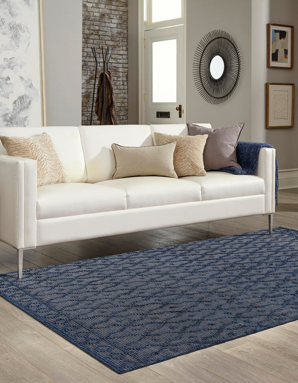Savannah Weave Collection Area Rug - Serengeti Rectangle Navy Blue  lifestyle 12