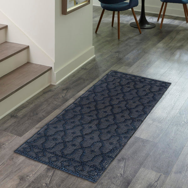 Savannah Weave Collection Area Rug - Serengeti Runner Navy Blue  lifestyle 122