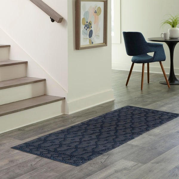 Savannah Weave Collection Area Rug - Serengeti Runner Navy Blue  lifestyle 132