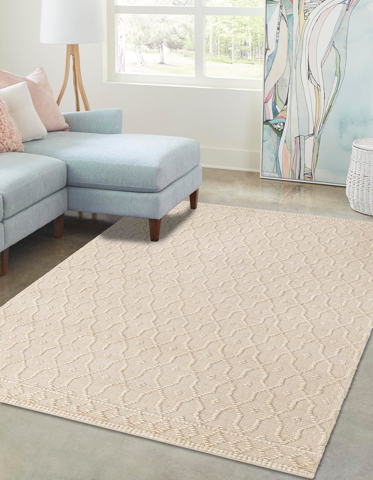Savannah Weave Collection Area Rug - Serengeti Rectangle Ivory  lifestyle 5