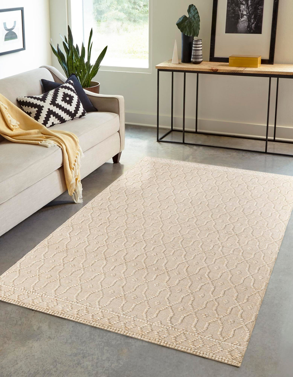 Savannah Weave Collection Area Rug - Serengeti Rectangle Ivory  lifestyle 11