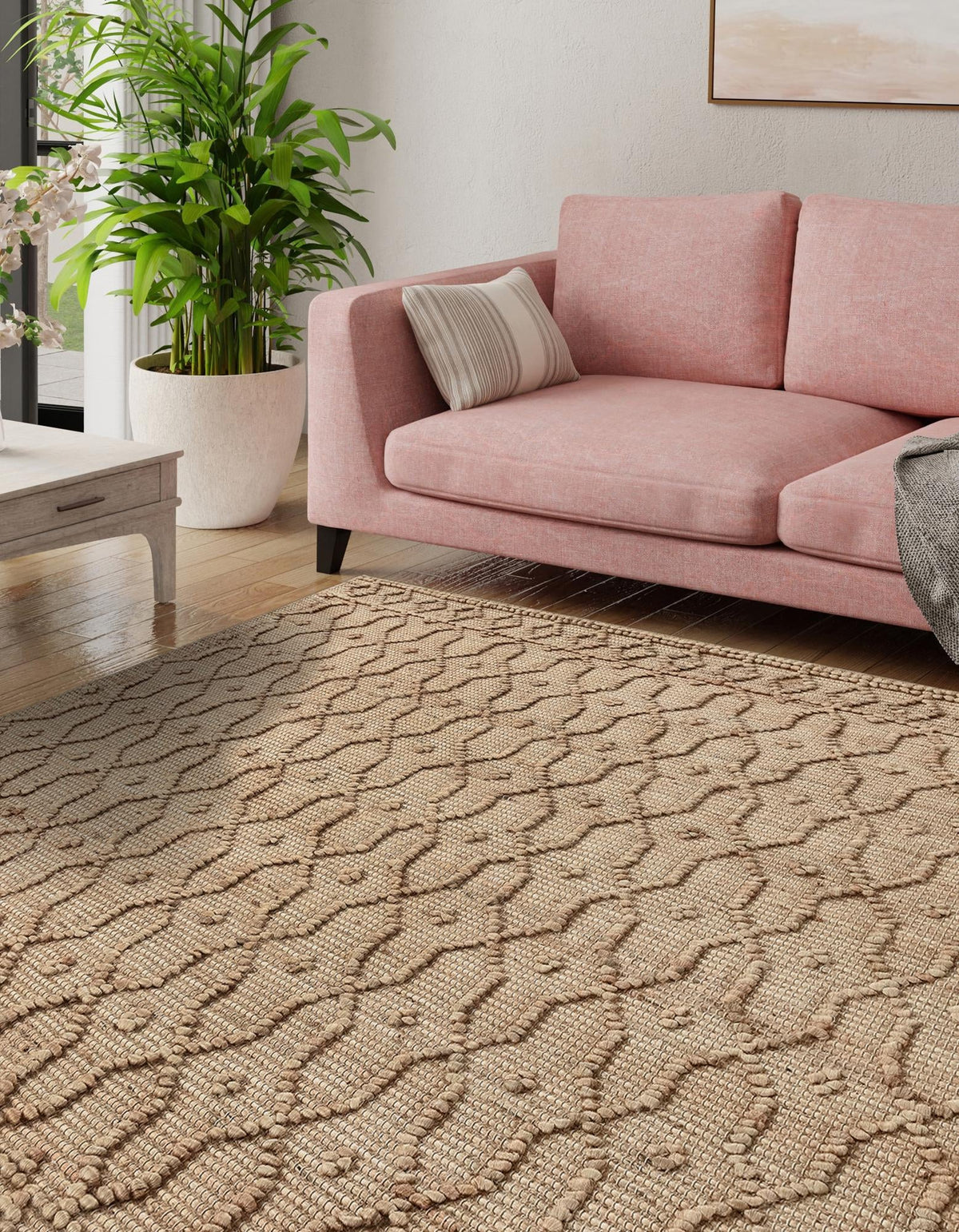 Savannah Weave Collection Area Rug - Serengeti Square Natural  lifestyle 25