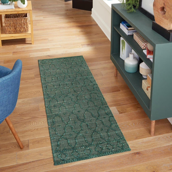 Savannah Weave Collection Area Rug - Serengeti Runner Hunter Green  lifestyle 125
