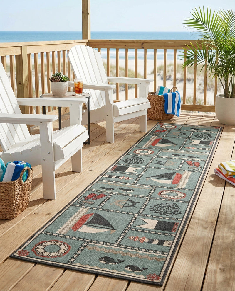 Seaside Haven Rugs Collection Area Rug -  Anchorage Runner Blue  lifestyle 56