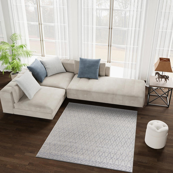 Savannah Weave Collection Area Rug - Serengeti Square Gray  lifestyle 128