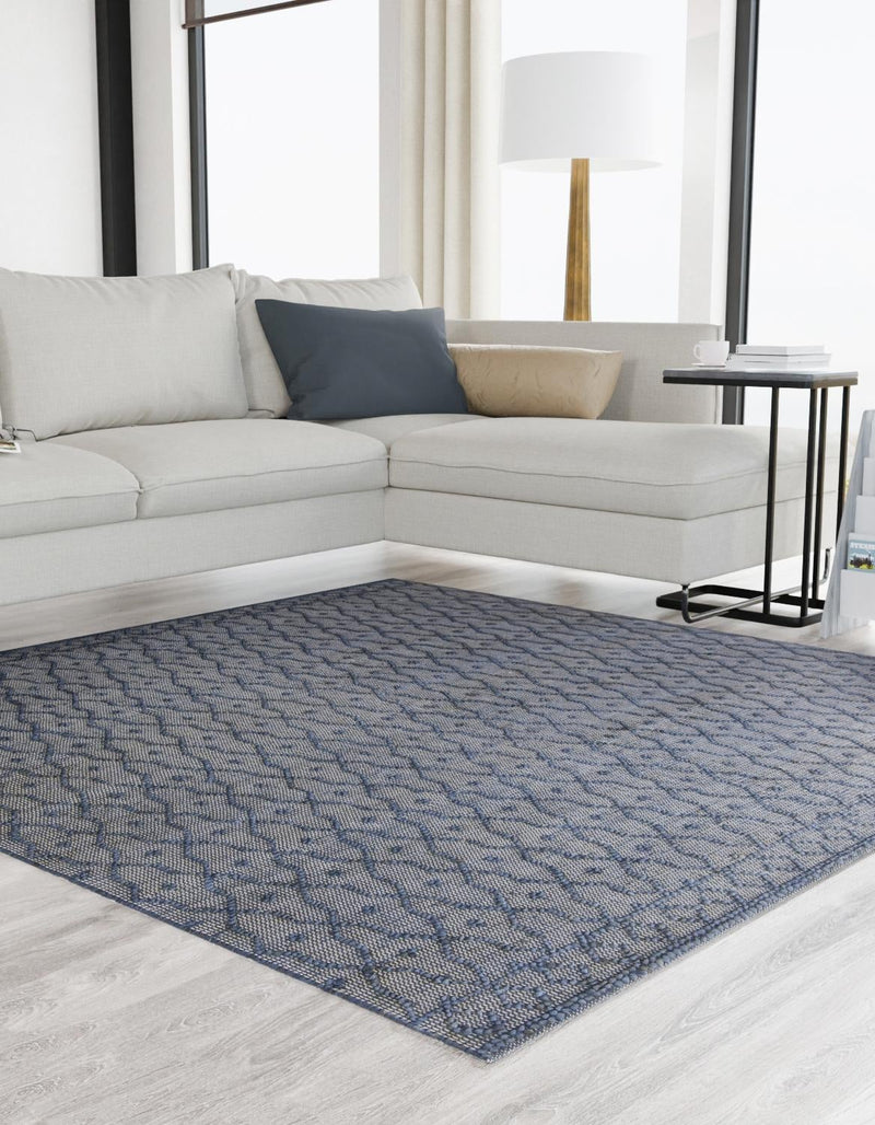 Savannah Weave Collection Area Rug - Serengeti Square Navy Blue  lifestyle 39