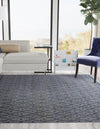 Savannah Weave Collection Area Rug - Serengeti Square Navy Blue  lifestyle 51