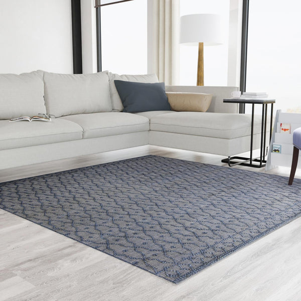 Savannah Weave Collection Area Rug - Serengeti Square Navy Blue  lifestyle 123