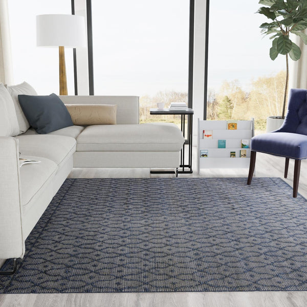 Savannah Weave Collection Area Rug - Serengeti Square Navy Blue  lifestyle 133