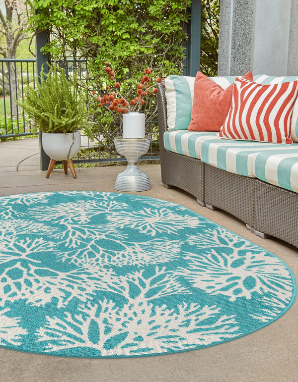 Seaside Haven Rugs Collection Area Rug -  Seaside Oval Teal  lifestyle 26