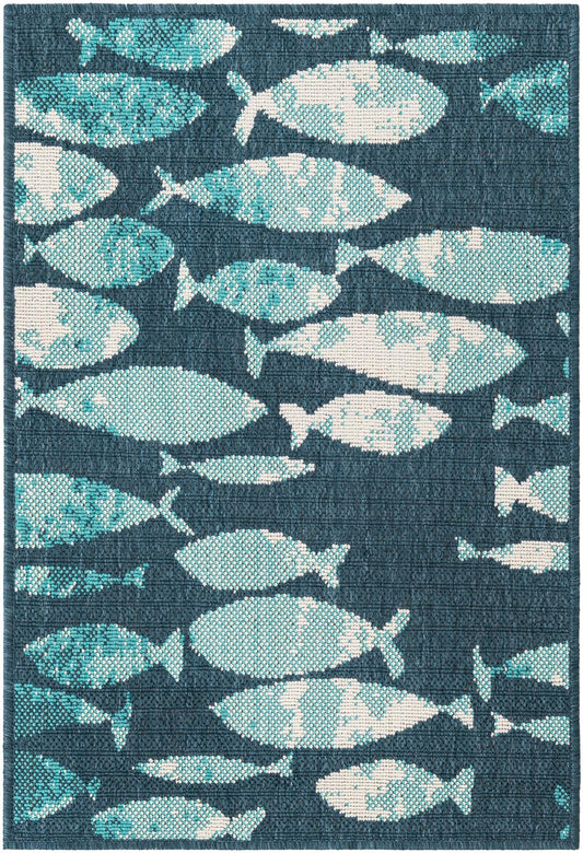 Seaside Haven Rugs Collection Area Rug -  Wavecrest Rectangle Blue Main