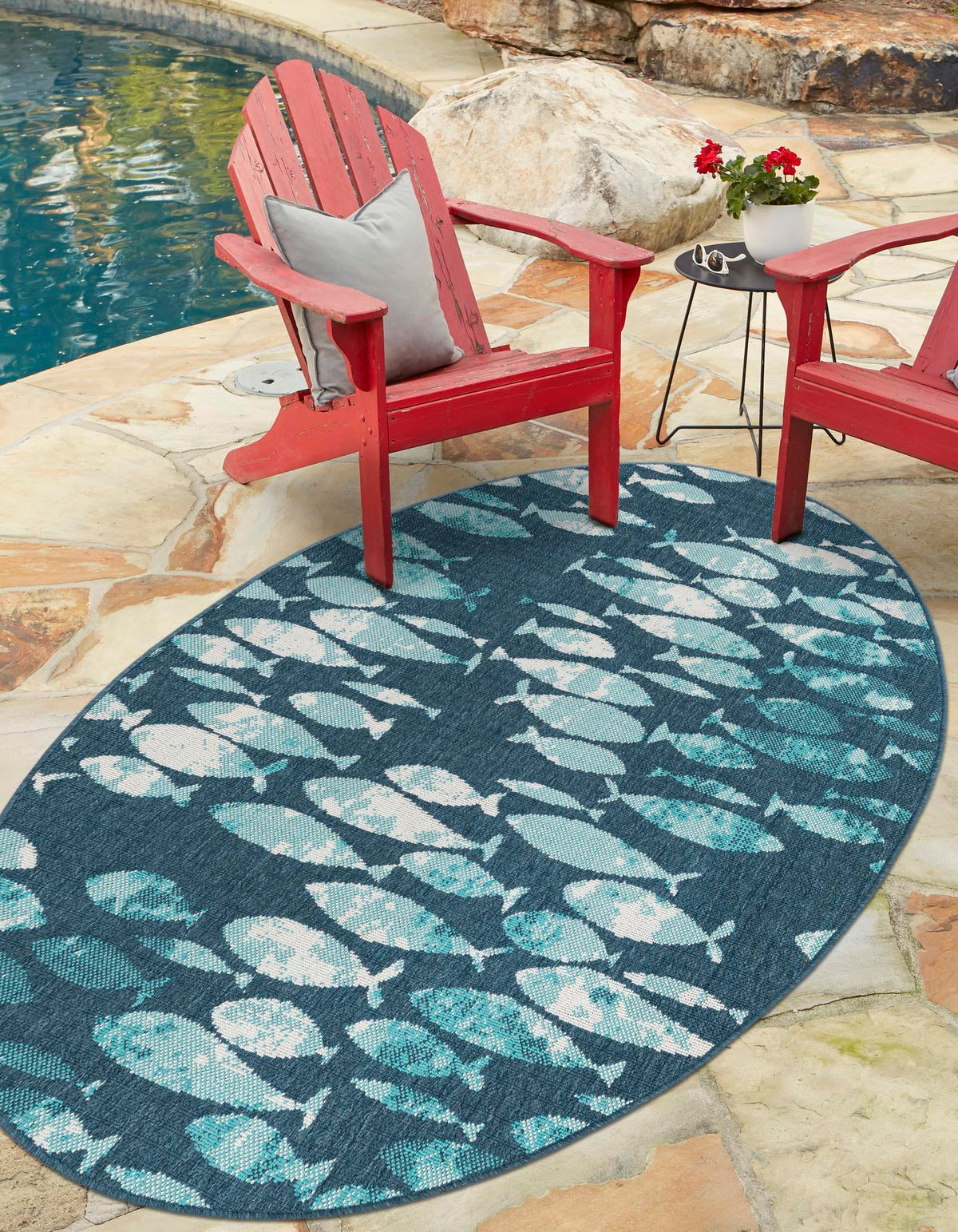 Seaside Haven Rugs Collection Area Rug -  Wavecrest Oval Blue  lifestyle 22