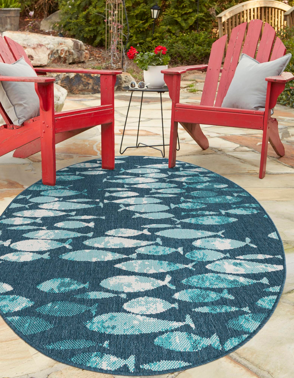 Seaside Haven Rugs Collection Area Rug -  Wavecrest Oval Blue  lifestyle 26