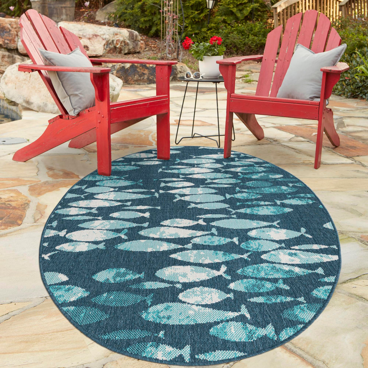 Seaside Haven Rugs Collection Area Rug -  Wavecrest Oval Blue  lifestyle 74