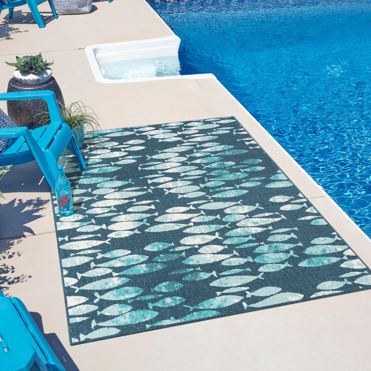 Seaside Haven Rugs Collection Area Rug -  Wavecrest Rectangle Blue  lifestyle 14