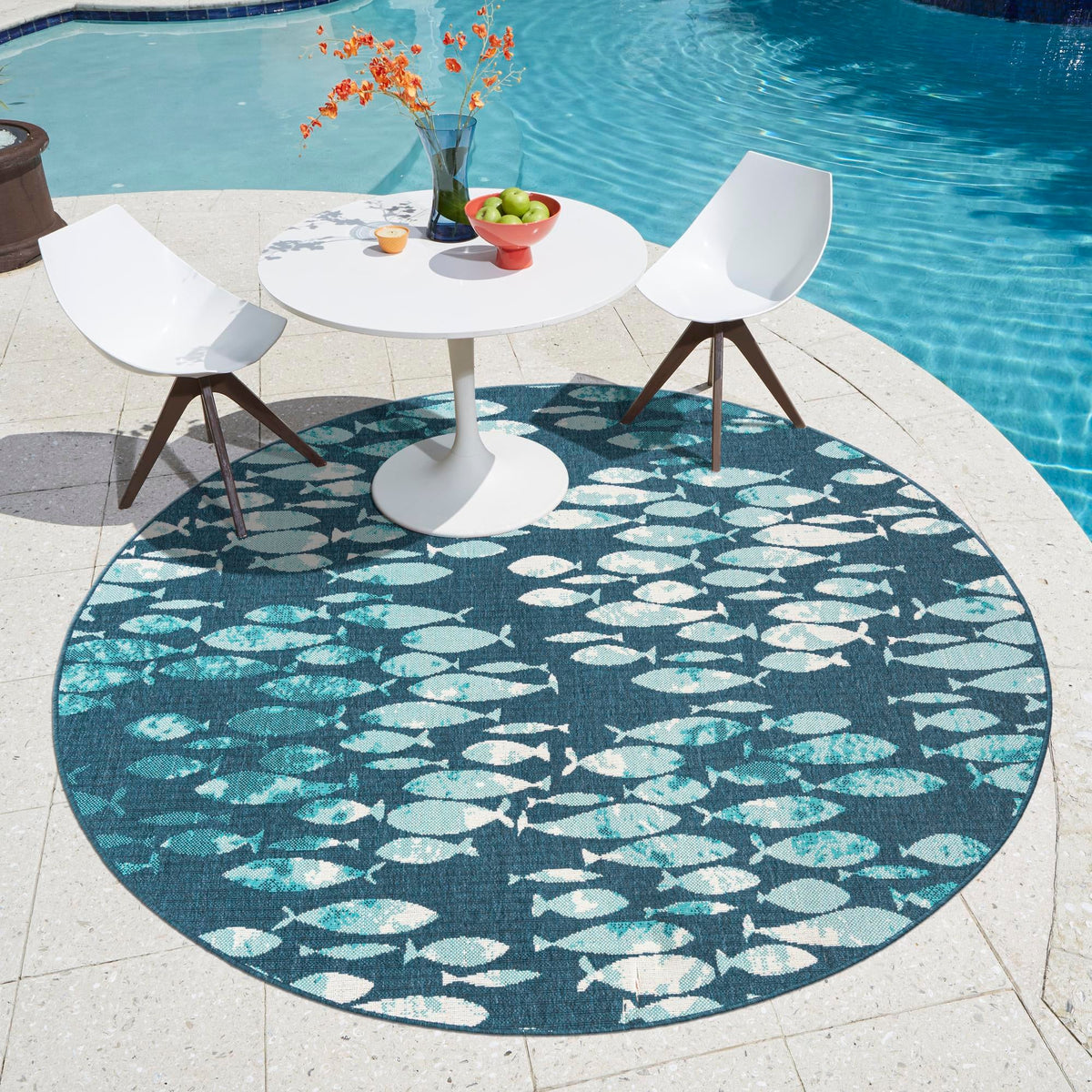 Seaside Haven Rugs Collection Area Rug -  Wavecrest Round Blue  lifestyle 71