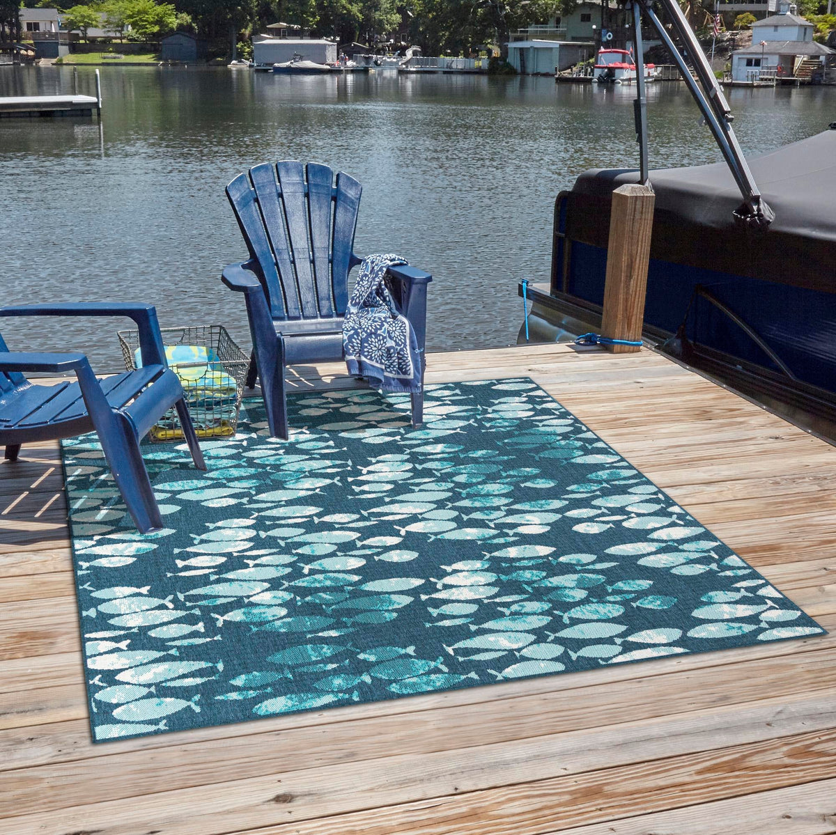 Seaside Haven Rugs Collection Area Rug -  Wavecrest Square Blue  lifestyle 69