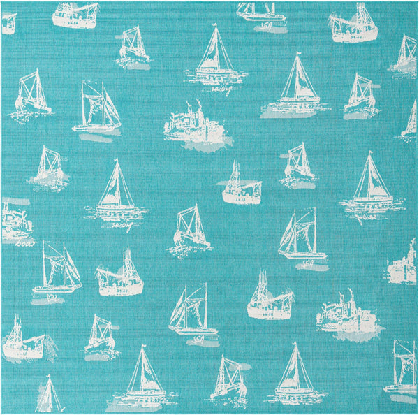 Seaside Haven Rugs Collection Area Rug -  Beachcomber Square Teal  lifestyle 17