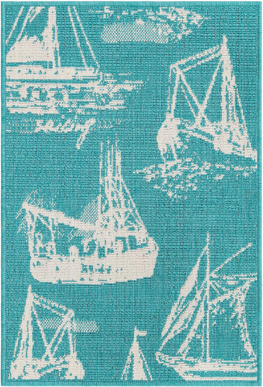 Seaside Haven Rugs Collection Area Rug -  Beachcomber Rectangle Teal Main