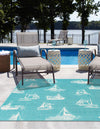 Seaside Haven Rugs Collection Area Rug -  Beachcomber Square Teal  lifestyle 25