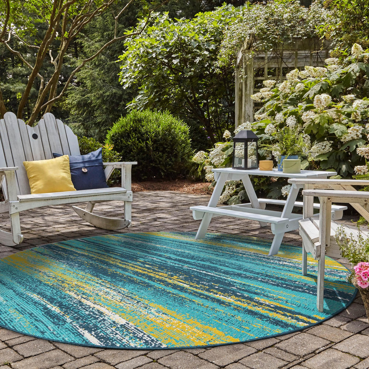 Seaside Haven Rugs Collection Area Rug -  Sandbar Round Multi.Blue  lifestyle 75