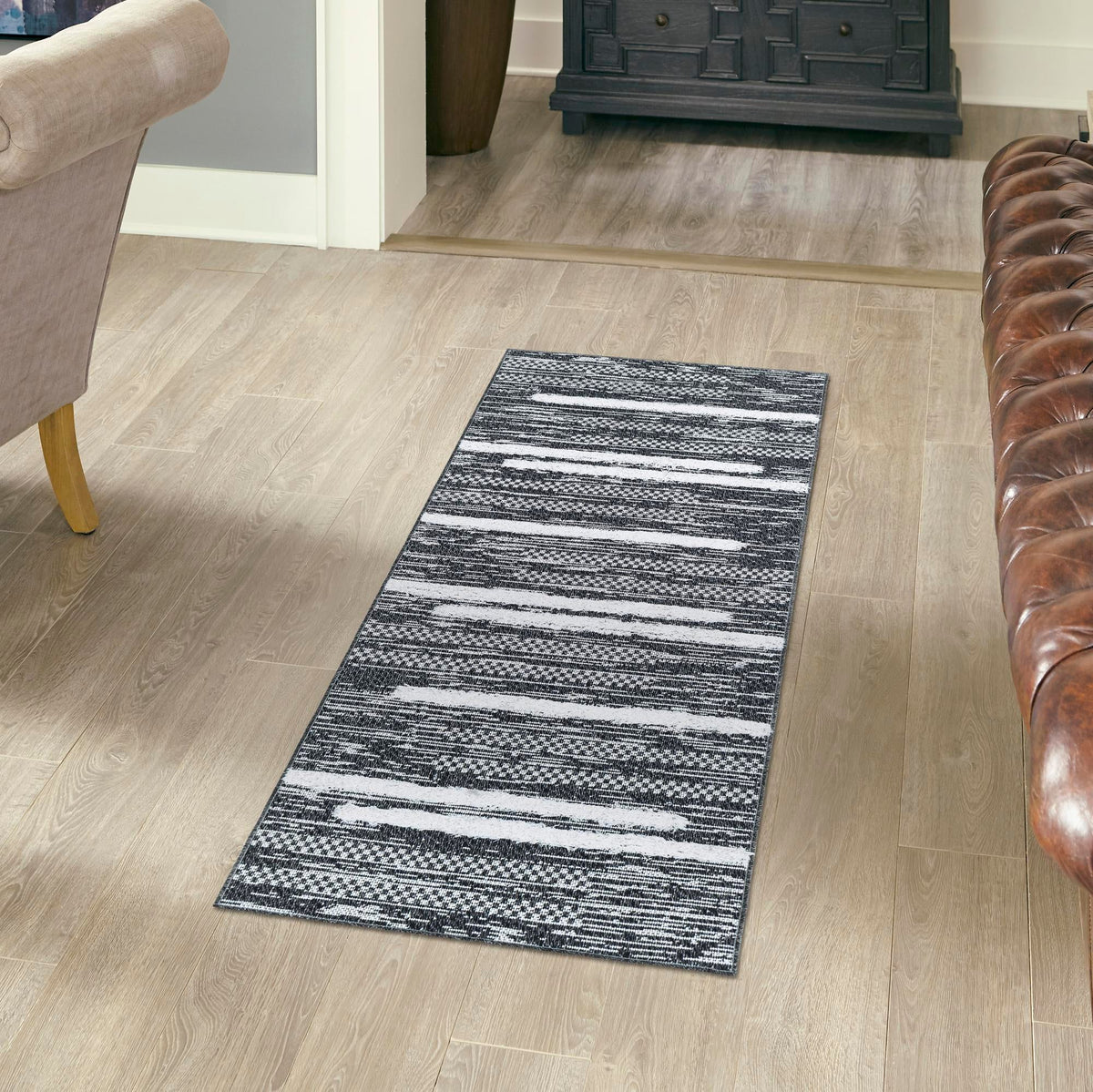 Cathedral Elegance Collection Area Rug - Chapel Runner Black  lifestyle 73