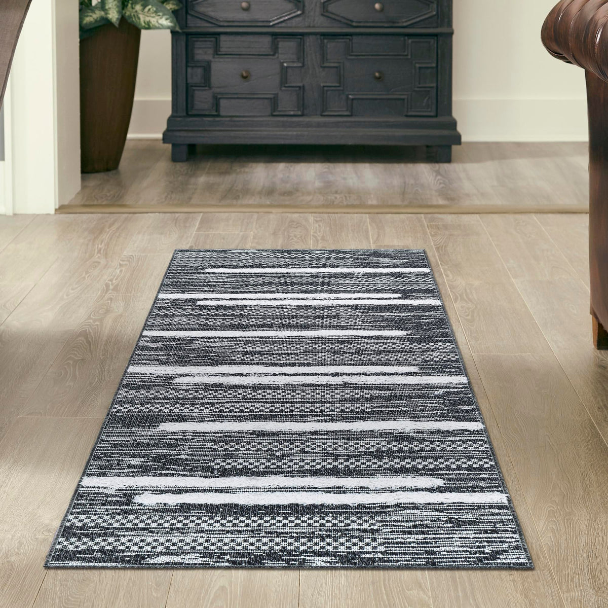 Cathedral Elegance Collection Area Rug - Chapel Runner Black  lifestyle 75