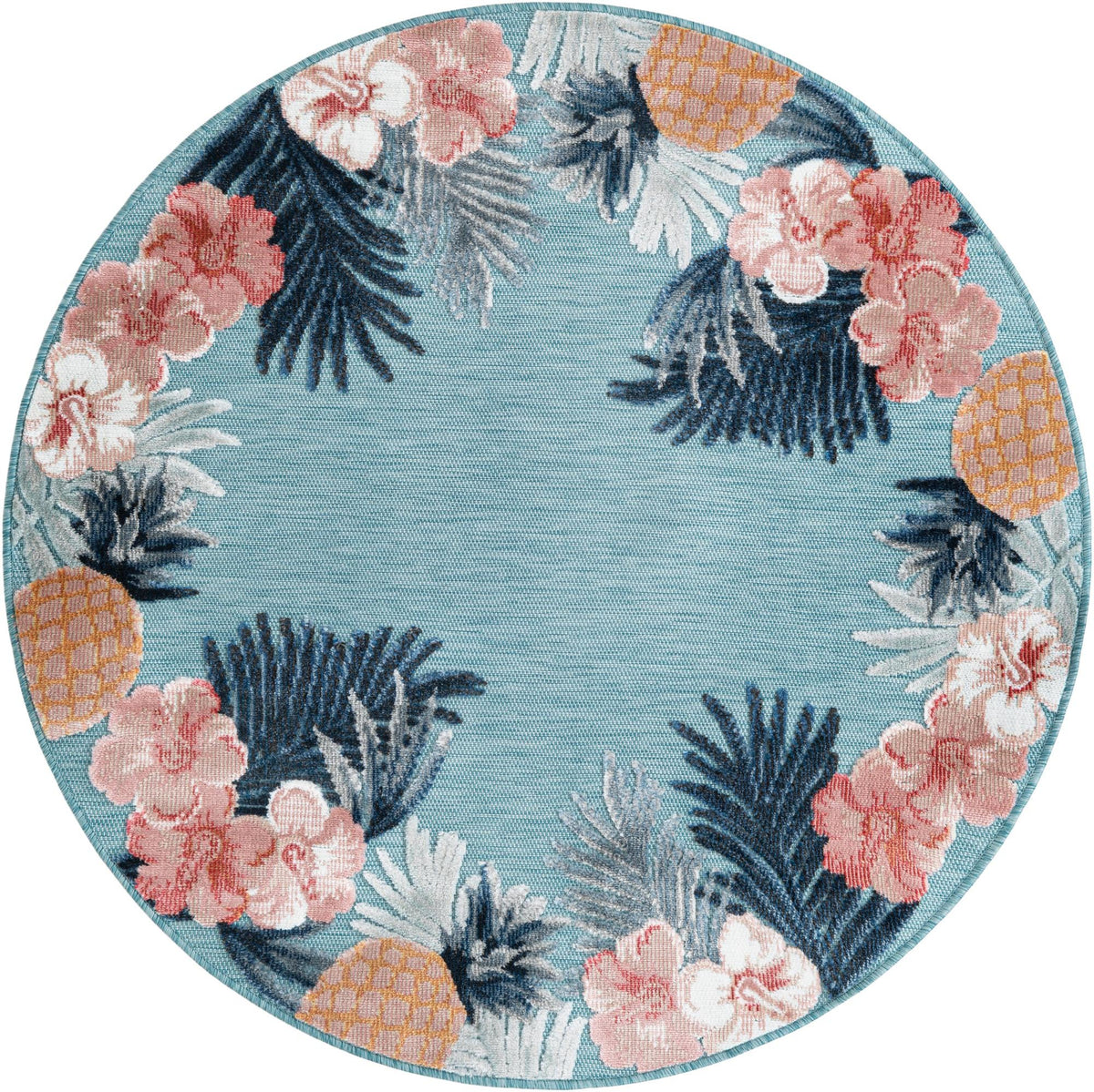 Seaside Blooms Collection Area Rug - Haven Round Blue  lifestyle 30